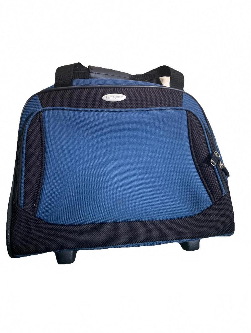 Samsonite 1910 Business Travel Case Rolling LuggageBlue Double Handle Carry On
